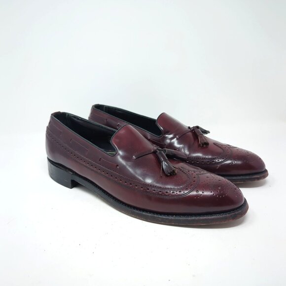 Vintage Florsheim Loafers Shoes 11 Red Tassel Wingtip - Picture 5 of 16